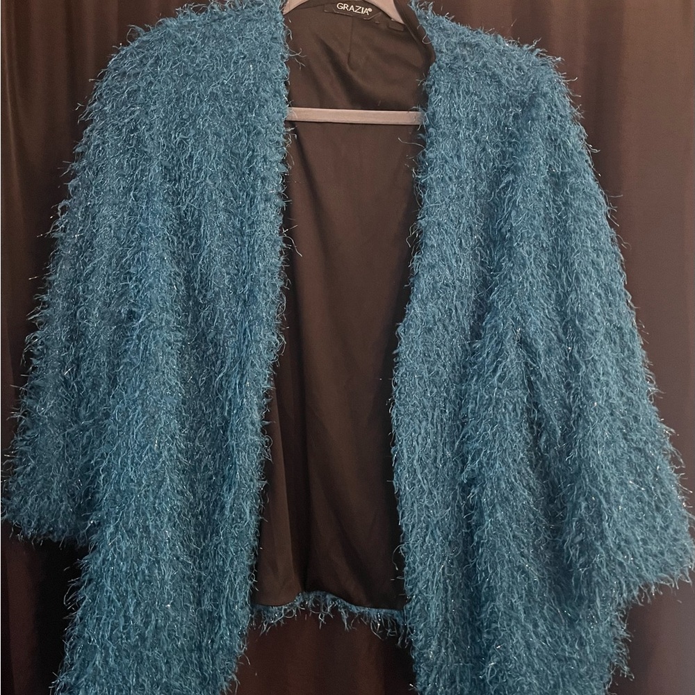 Teal Grazia Metallic Jacket